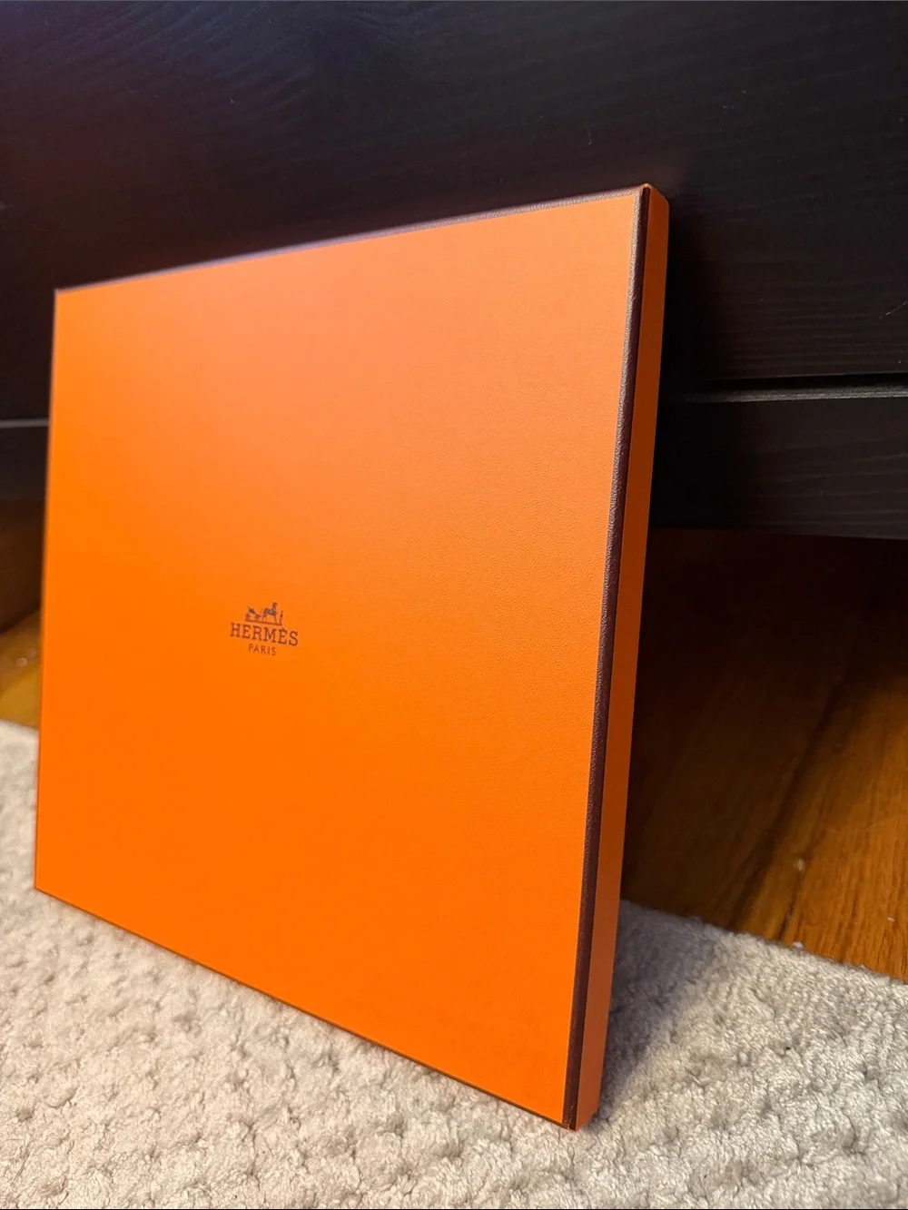 Hermes Orange Branded Paper Shopping Bag with Rope Handles